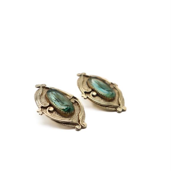 Whiting & Davis Vintage Gem Clip On Earrings - Picture 4 of 5